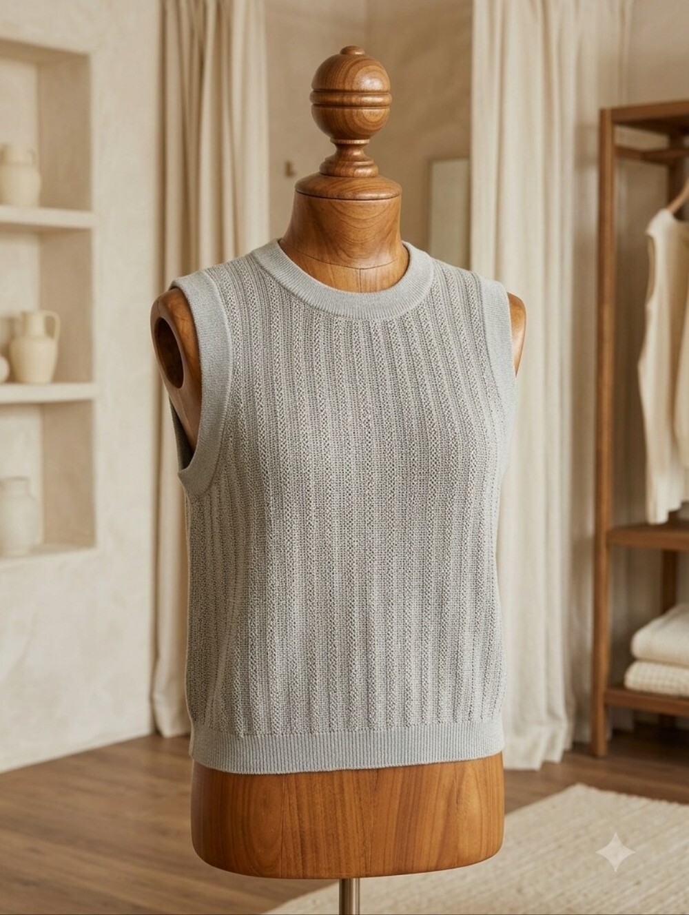 Frey Muted Green Cropped Sweater Vest Size MP Preloved
